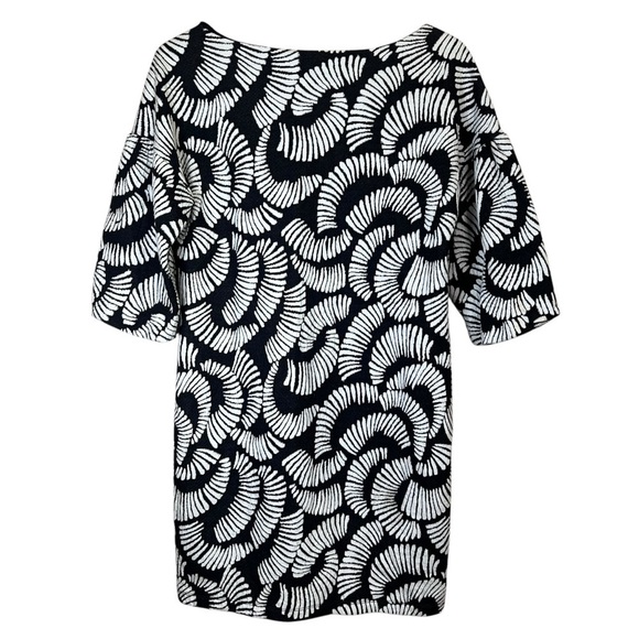 Maeve Anthropologie Balloon Sleeve Black White Knit Mini Dress Tunic Boxy Size S - Picture 3 of 7